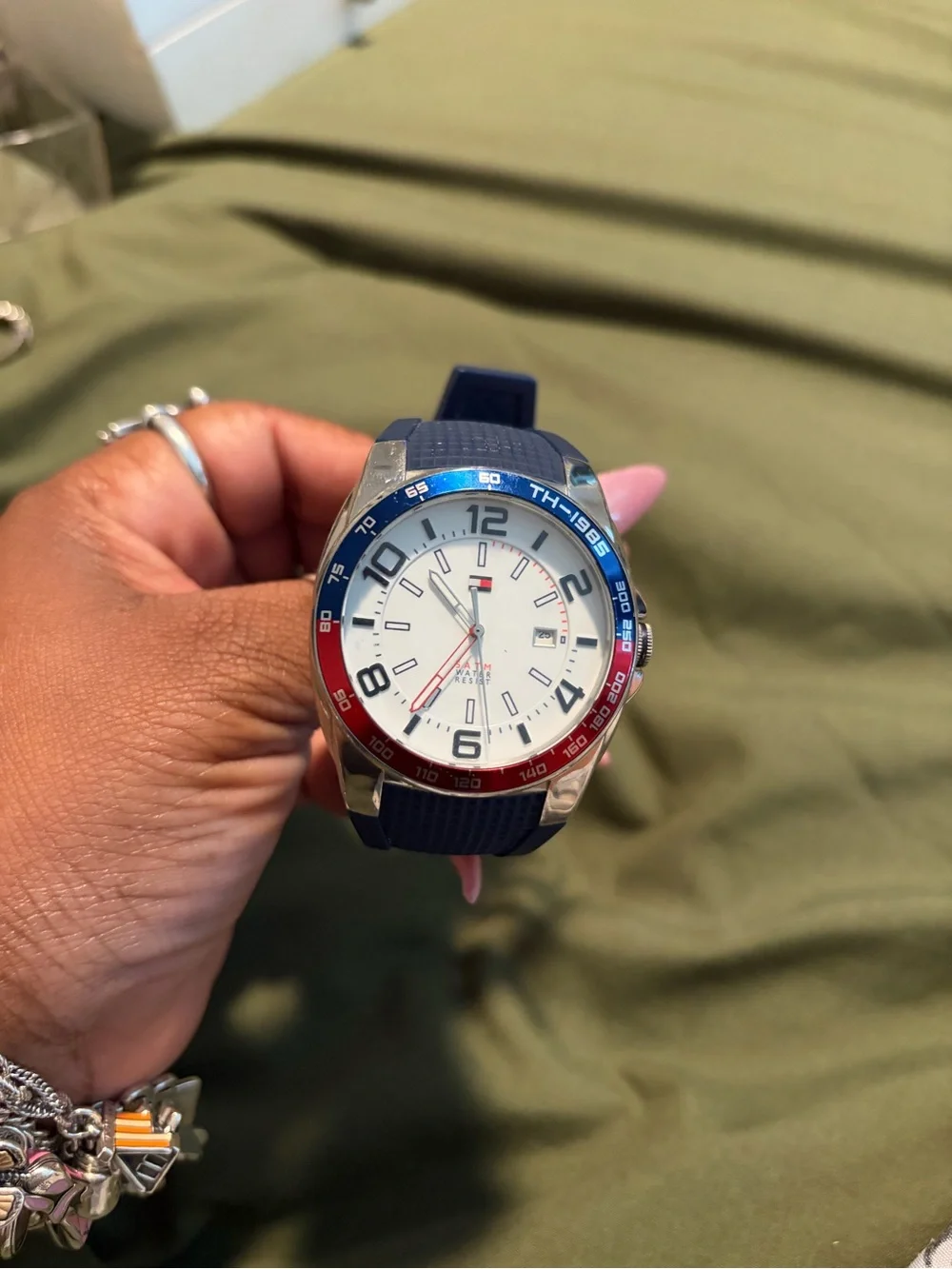 Tommy Hilfiger Men's Navy, Red & White Sport Watch